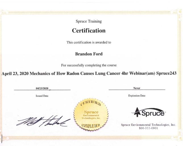 Brandon Ford - How Radon Causes Lung Cancer Course Completion